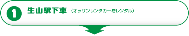 オッサンレンタカーで観光スタート